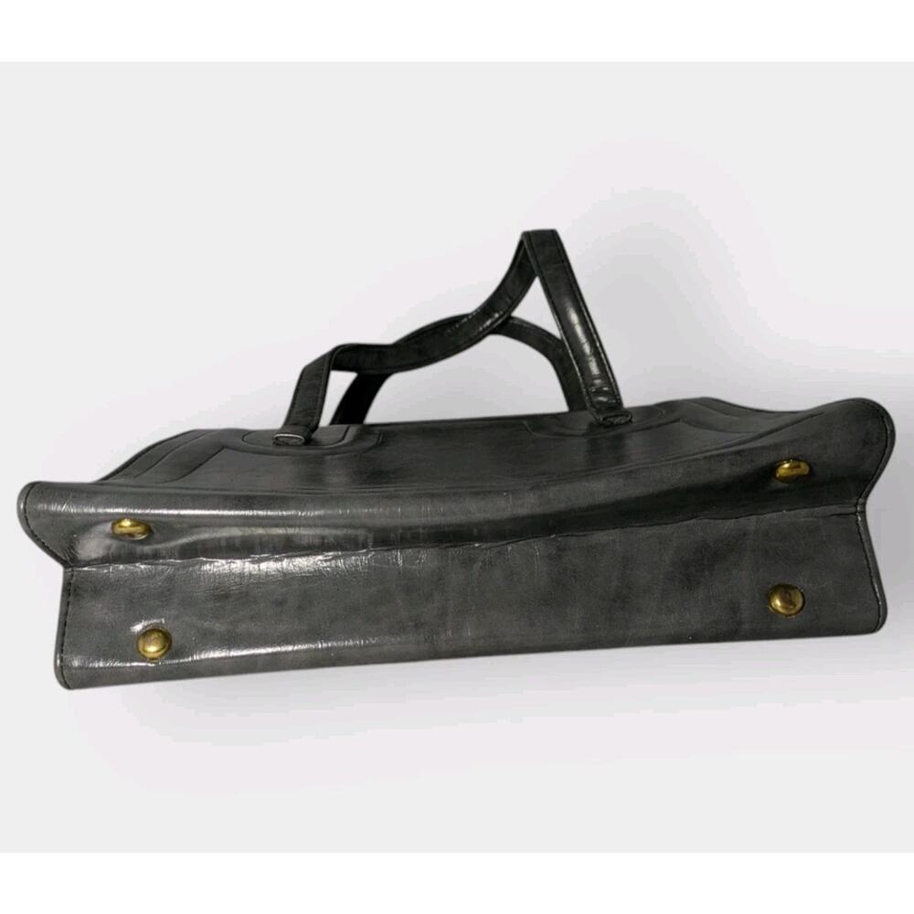 1970s Gray Vinyl Handbag by JR Florida, Vintage Top Handle Purse Retro - Picture 10 of 14